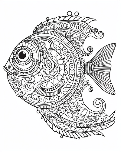 Flower Cute Fish Coloring Pages for Adult amazon kindle