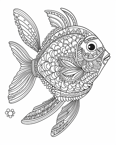 Flower Cute Fish Coloring Pages for Adult amazon kindle