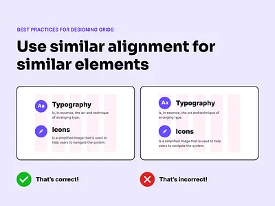 Tip for grids: Use similar alignment for similar elements alighments best practice education grids online education tip ui ux uxcel web app web application