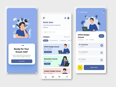 Online Course Mobile App app design education illustration mobile online course school screen ui