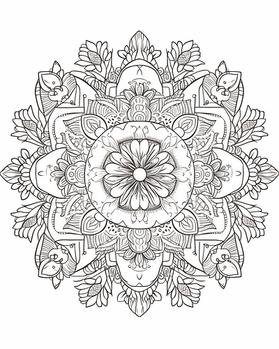 Beautiful Flower Coloring Page for Adult mandala coloring page