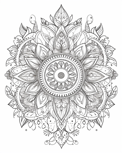 Beautiful Flower Coloring Page for Adult mandala coloring page