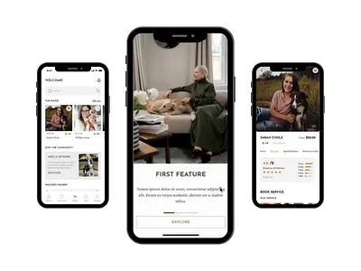 Dog Walking App - For high-end New Yorkers app design dog walking app elegant app design feminine design high end look luxury design product design ui design ux design