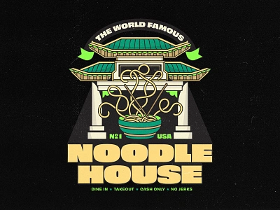 Noodle House asian badgedesign boston bowl branding chinatown chinese food gate graphic design hospitality illustration illustrator merch noodle house noodles nyc restaurant typography vector