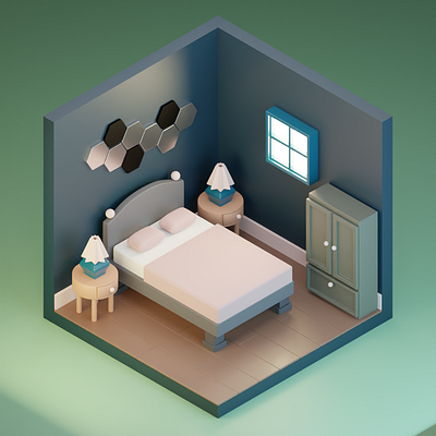 Iso Bedroom 3d animation branding design graphic design illustration motion graphics ui vector