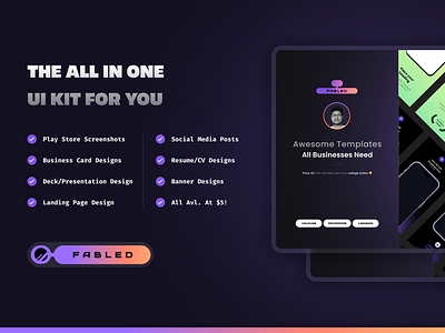 Fabled - UI KIT TEMPLATE - For every brand app template app ui kit brand identity brand template branding insta template landing page template social media social media template template template designs templates for brand ui ui kit uiux ux web design website template