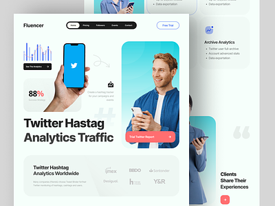 Twitter Analytics Tools Landing Page analytic analytics awe intagram marketing campaign marketing website saas social analytic social media social media analytics track twitter twitter analytics ui we web website