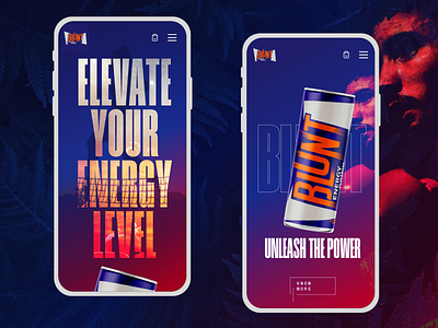 Mobile UI Design: Blunt Energy Drink blue branding clean dailyuichallenge design illustration logo minimalistic orange ui