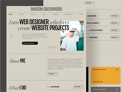 Web Designer Portfolio Landing Page agency creative direction freelancer homepage landing page minimalist modern personal portfolio portfolio website typography ui visual design web web design web designer website