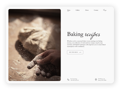 Baking Recipes Minimal UI Design design ui ux web