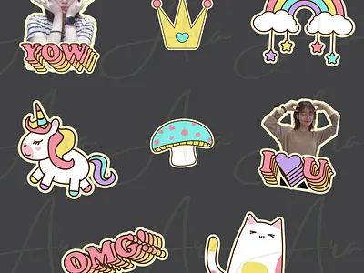 Cute Pastel Themed Digital Stickers Bundle 2d adobe illustrator cute design digital art digital drawing digital sticker doodle doodle style emoji flat design graphic design pastel social media sticker