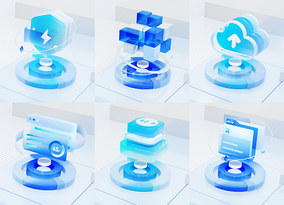 3D glass type icon 3d banner ui