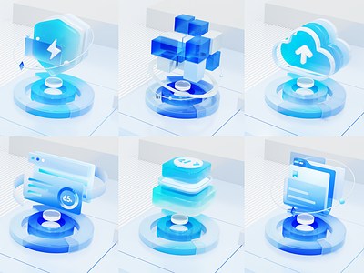 3D glass type icon 3d banner ui