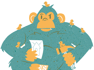 peeps birdhouse chicks editorial editorial illustration gorilla gorillaillustration hammer illustration texture
