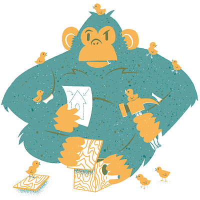 peeps birdhouse chicks editorial editorial illustration gorilla gorillaillustration hammer illustration texture