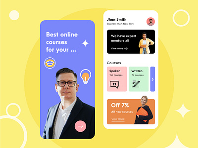 English Courses App UI Design. android app appdesign appui appux courses design experience iphone learn mobile mobileapp productdesign ui uidesign uidesigner uiux userinterface ux uxdesign