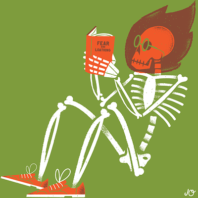 Read editorial editorial illustration flame illustration reading skeleton skeletonillustration texture