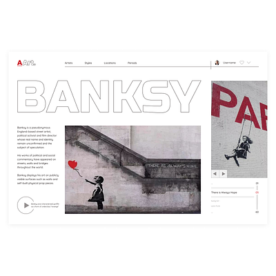 Banksy | First screen art banksy colorful design designer graphic design inspire landing modern political activist street artist streetart typography ui ux web white