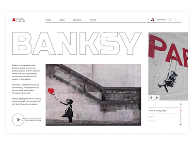 Banksy | First screen art banksy colorful design designer graphic design inspire landing modern political activist street artist streetart typography ui ux web white