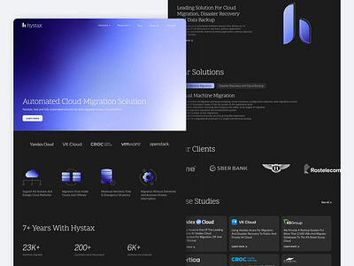 Hystax | Web Design gradient landing page startup tech company ui web design website website design