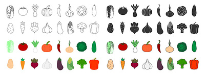 Vegetable vector icon set beet cabbage carrot chinese cabbage corn cucumber garlic jalapeño leek onion paprika pepper potato pumpkin tomato vegan vegetable vegetarian veggies