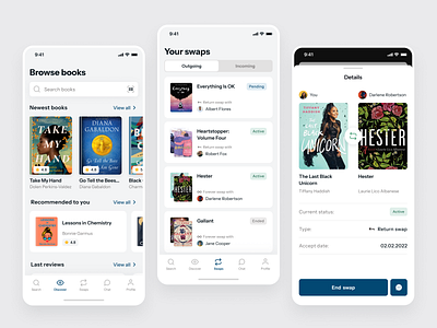 Swappy - Book exchange app UX/UI app bookexchange bookshare design ios mobileapp ui ux