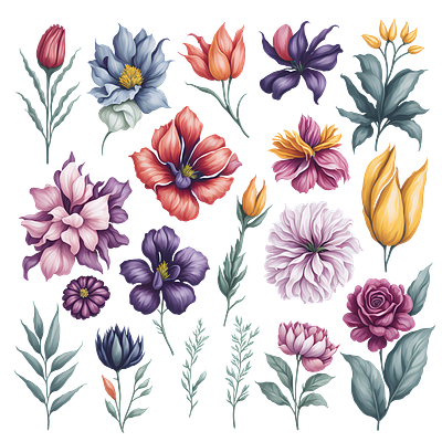 Flower collection clipart design flower free graphic design