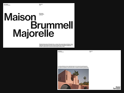 Maison Brummell Majorelle architecture editorial grid layout minimal swiss typography ui web website white space