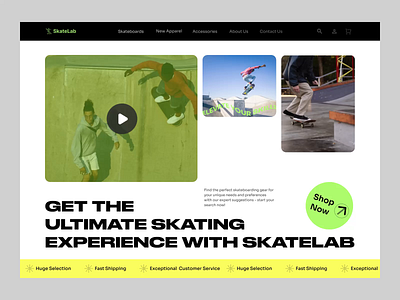 SkateLab - Skateboard Shop animation design landing page landing page design motion design motion graphics skateboard ui ui design uiux ux web web design website website design