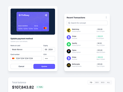 Payment Components For Banking App user interface