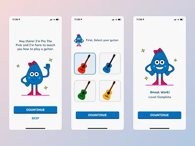 guitar game app after effects app character design game guitar illustration illustrator light mode mobile motion motion graphics ui
