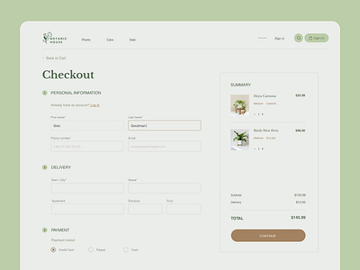 Checkout page - Plant Online Store chackout design online store plant ui web web design website