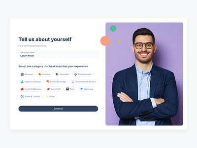 Create account | Personalization account creation button chips component create account customized experience figma form log in login minimalism new user register now role sign up sign up form sign up process signup step website