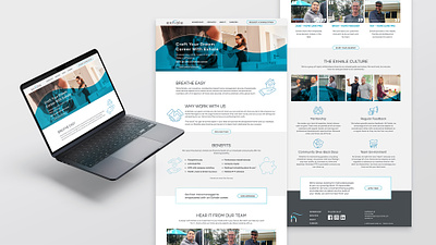 Exhale Careers adobe xd clean design employment icons landing page light minimal real estate teal ui web design website