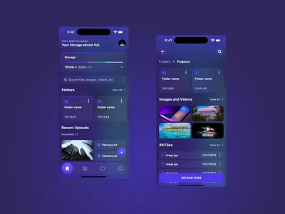 Cloud Storage App Concept 2023 app background blur clean cloud storage concept design figma google drive gradient minimal ui