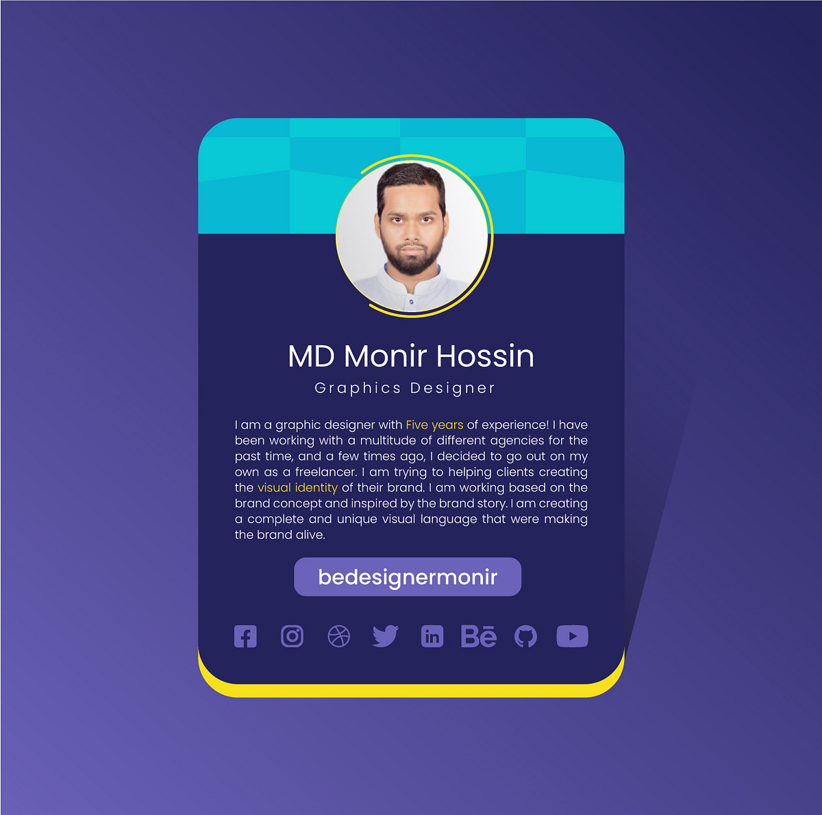 Profile card Design by Monir Hossin on Dribbble