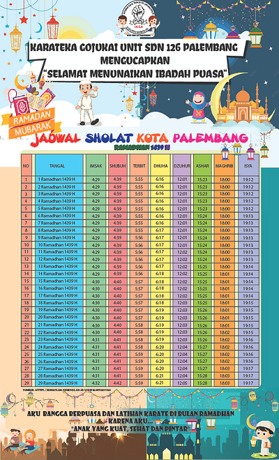 Jadwal Sholat Kota Palembang 1439 H fasting graphic design islam moslem ramadhan ramadhankareem