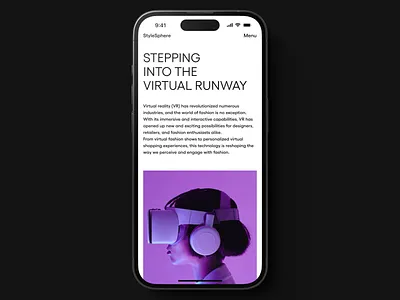 StyleSphere Exploration (Mobile) clean creative design grid grids interaction design ios iphone layout minimal mobile mobile design modern ui ui design ui ux uiux user interface vr whitespace
