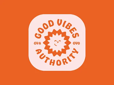 Good Vibes Authority Logo branding logo orange red retro smile sun type