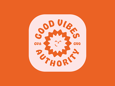 Good Vibes Authority Logo branding logo orange red retro smile sun type
