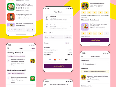 Jemmy - Ordering Process app catering design e commerce ecommerce figma food grid interface ios list minimal mobile modern page product product page shop ui ux