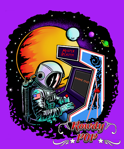 Houston we have the High Score! astronaut colorful design digital illustration illustration retro arcade retro gaming space