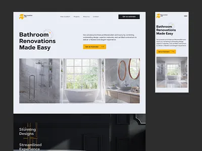 Renovation Lab Website bathroom construction design figma landing landing page minimal modern remodeling renovation ui ux web