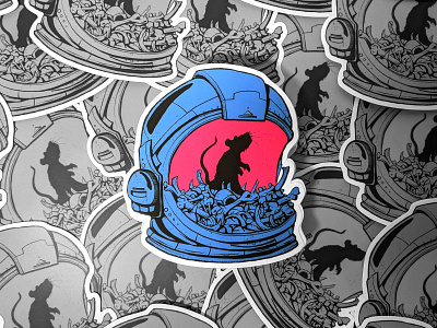 Psychonaut astronaut bones die cut helmet rat sci fi skeleton sticker