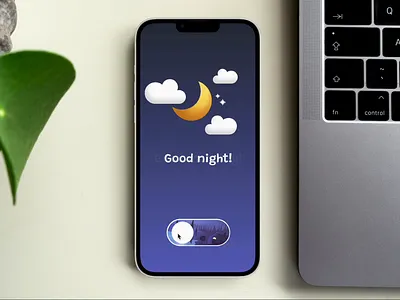 GIF - Switcher Good morning/Good night animation app blue branding clean design cloud design figma gif green illustration mobile design mockup moon motion motion graphics switcher ui ux vector