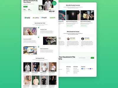 T-shirt selling landing page design typography ui ux