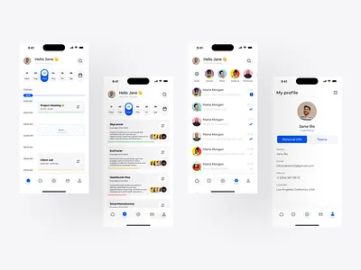 Task management app app bottom nav bar chat design inspiration meetings mobile product design profile task task management task management app ui ui design ux ux design visual visual design