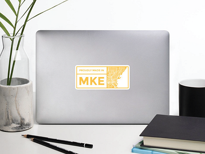 Made in MKE Sticker Design adhesive brand branding city clean decor decoration design forsale graphic design illustration label logo milwaukee minimal mke product sticker vector