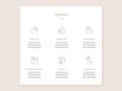 Benefits section benefits card clean design icon iconography illustration lineart marketing minimal recruitment section sleek ui vector web