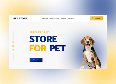 Pet Store graphic design ui web disign веб дизайн лендинг первый экран